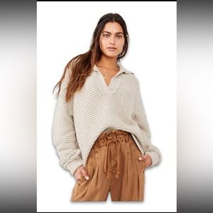 Free People Marlie Pullover Sweater Pebble Taupe Size XS.